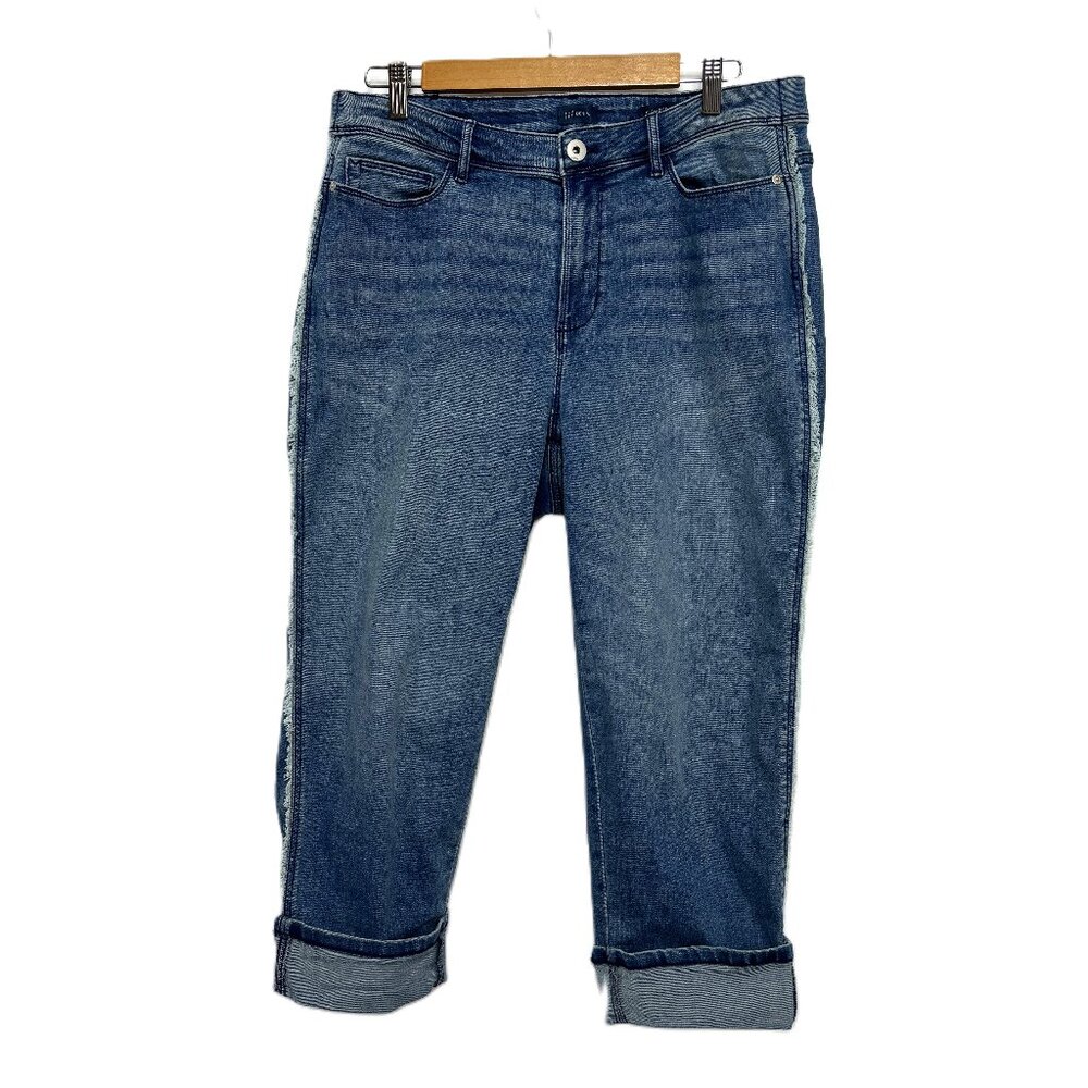 J. Jill Denim High Rise Cropped Capri Stretch Med Wash Jeans Sz 16 P